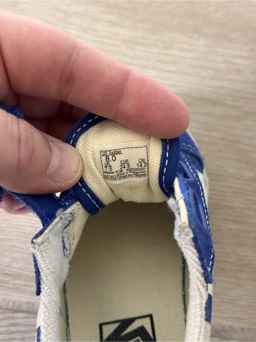 Vans Toddler Blue and White Checker Velcro Shoes